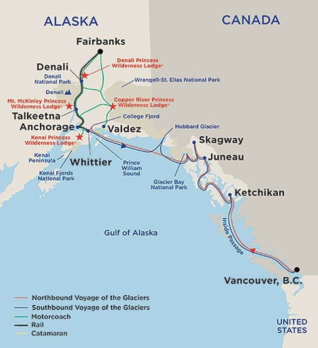 Alaska Connoisseur and Off The Beaten Path Cruisetour Map  refer to ...