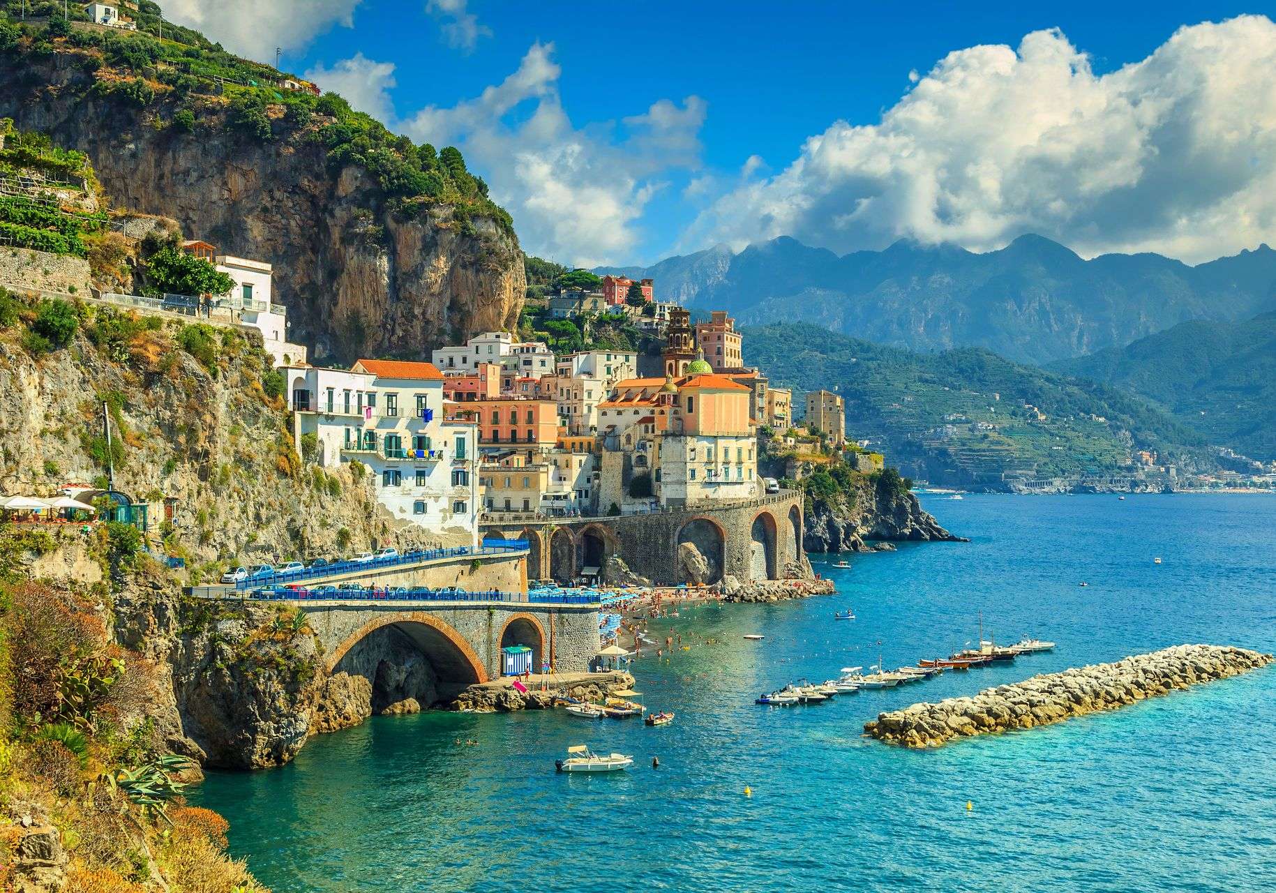 Amalfi Italy mountain water landform outdoor Sea landmark ...