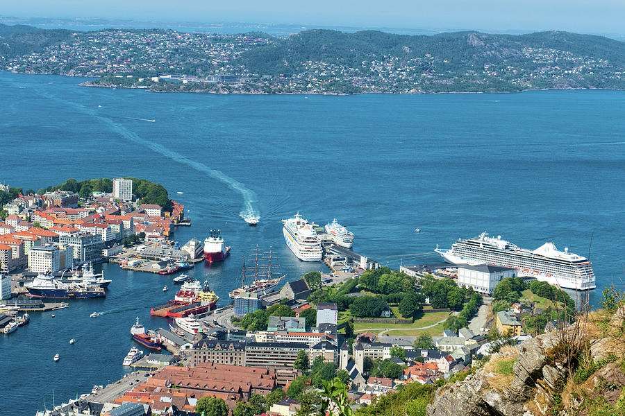 Bergen Norway Port with Cruise Ships Photograph by ...