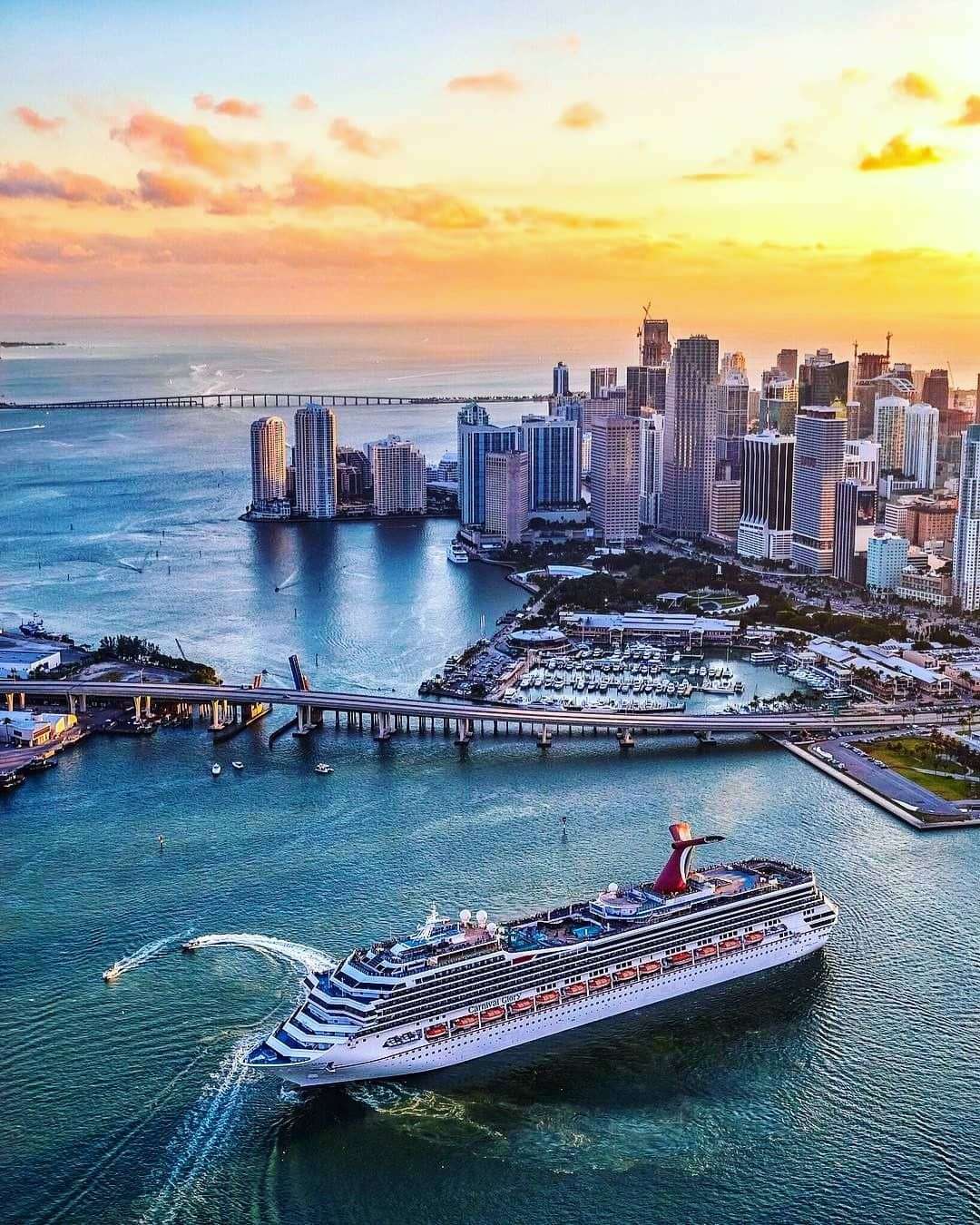Carnival Glory basking in the Miami sunset ð§¡âï¸? Have you been to Miami ...
