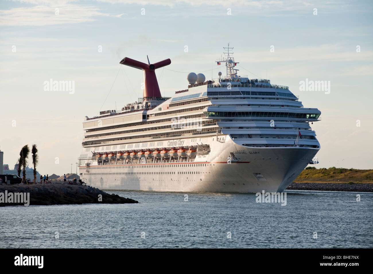 Carnival Glory cruise ship in channel leaving Port ...