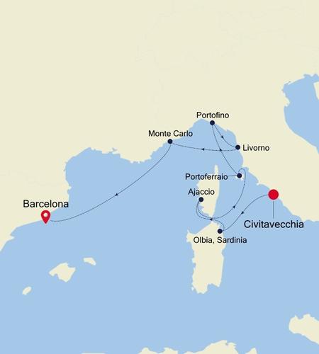 Cruise from Civitavecchia (Rome) to Barcelona