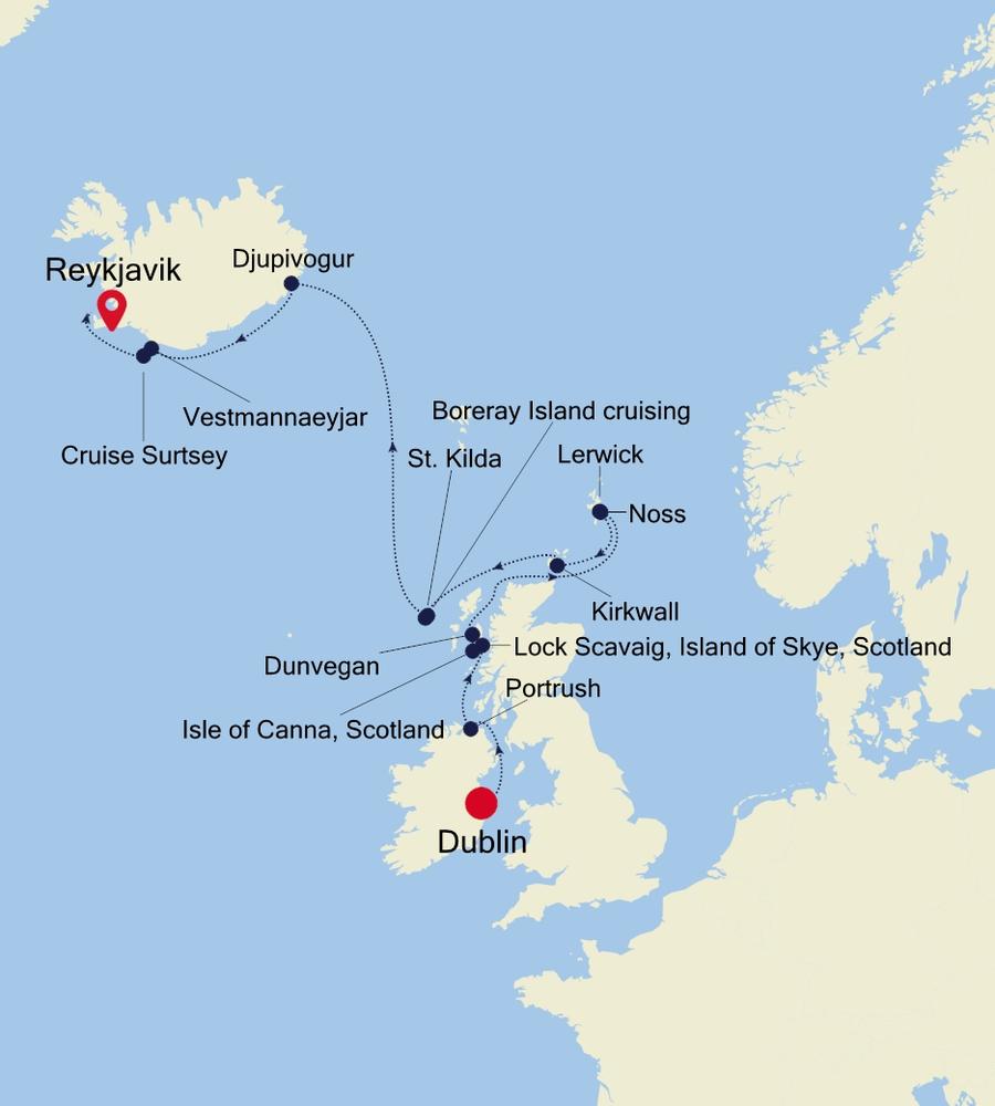 Cruise from Dublin to Reykjavik