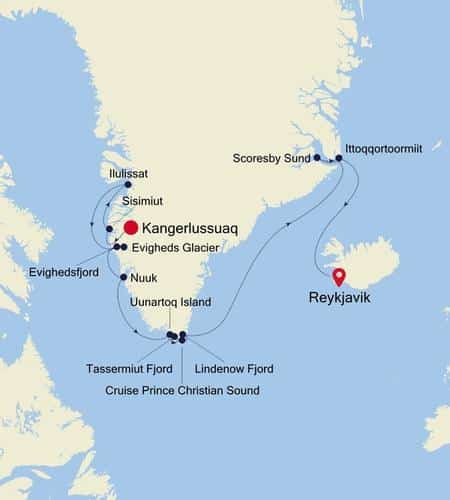 Cruise from Kangerlussuaq to Reykjavik