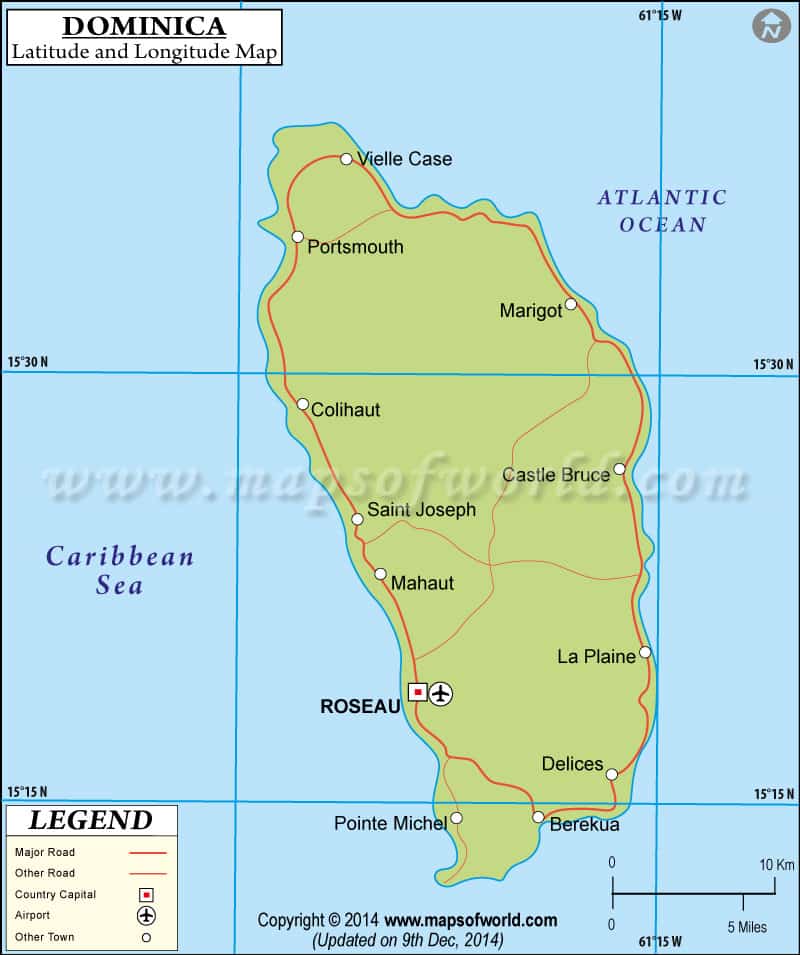 Dominica Latitude and Longitude Map