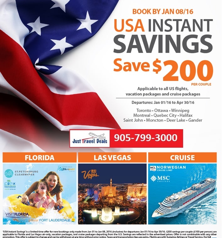 Florida, Las Vegas and Cruise Instant Savings