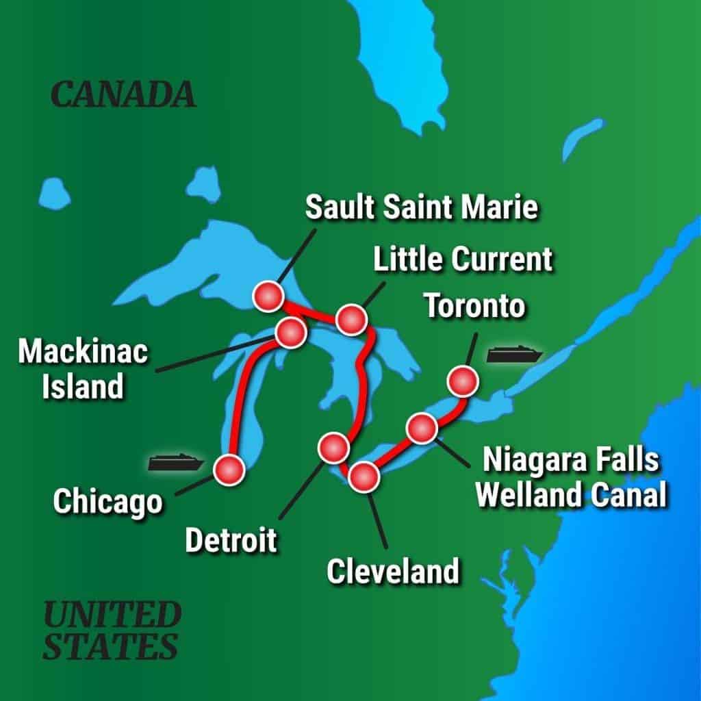 Great Lakes Grand Discovery Itinerary Map