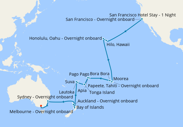 Hawaii, Tahiti, Fiji, New Zealand &  Australia from San Francisco to ...