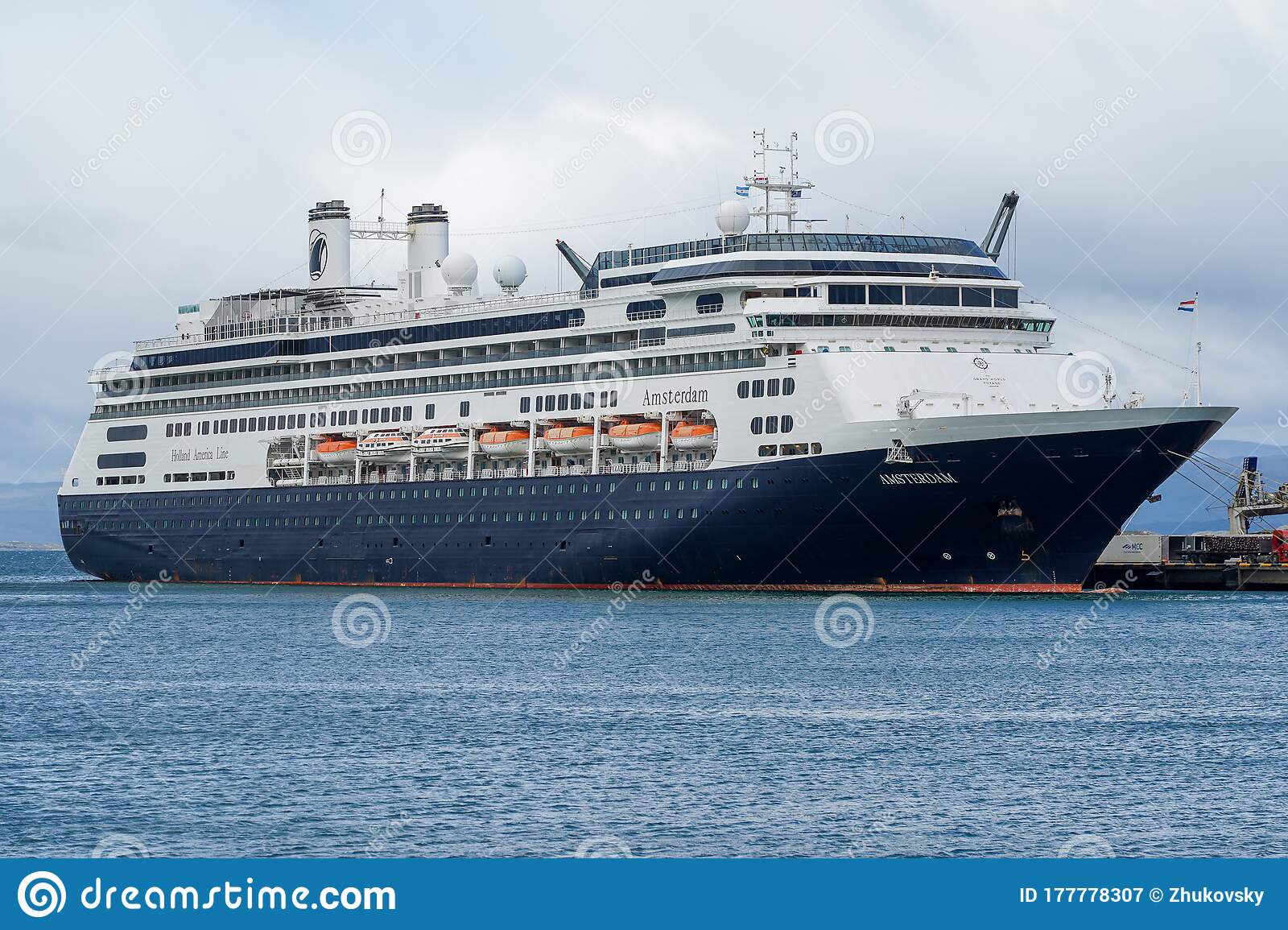 Holland America Cruise Ship Amsterdam Docked In Ushuaia, Argentina ...