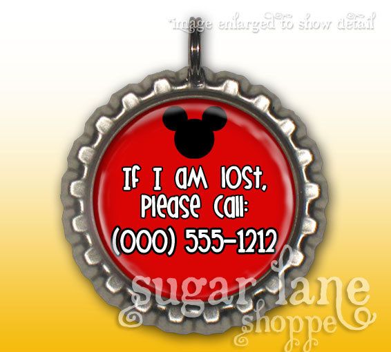 Kidid Necklace With Cell Phone Number Bottle Cap Pendant