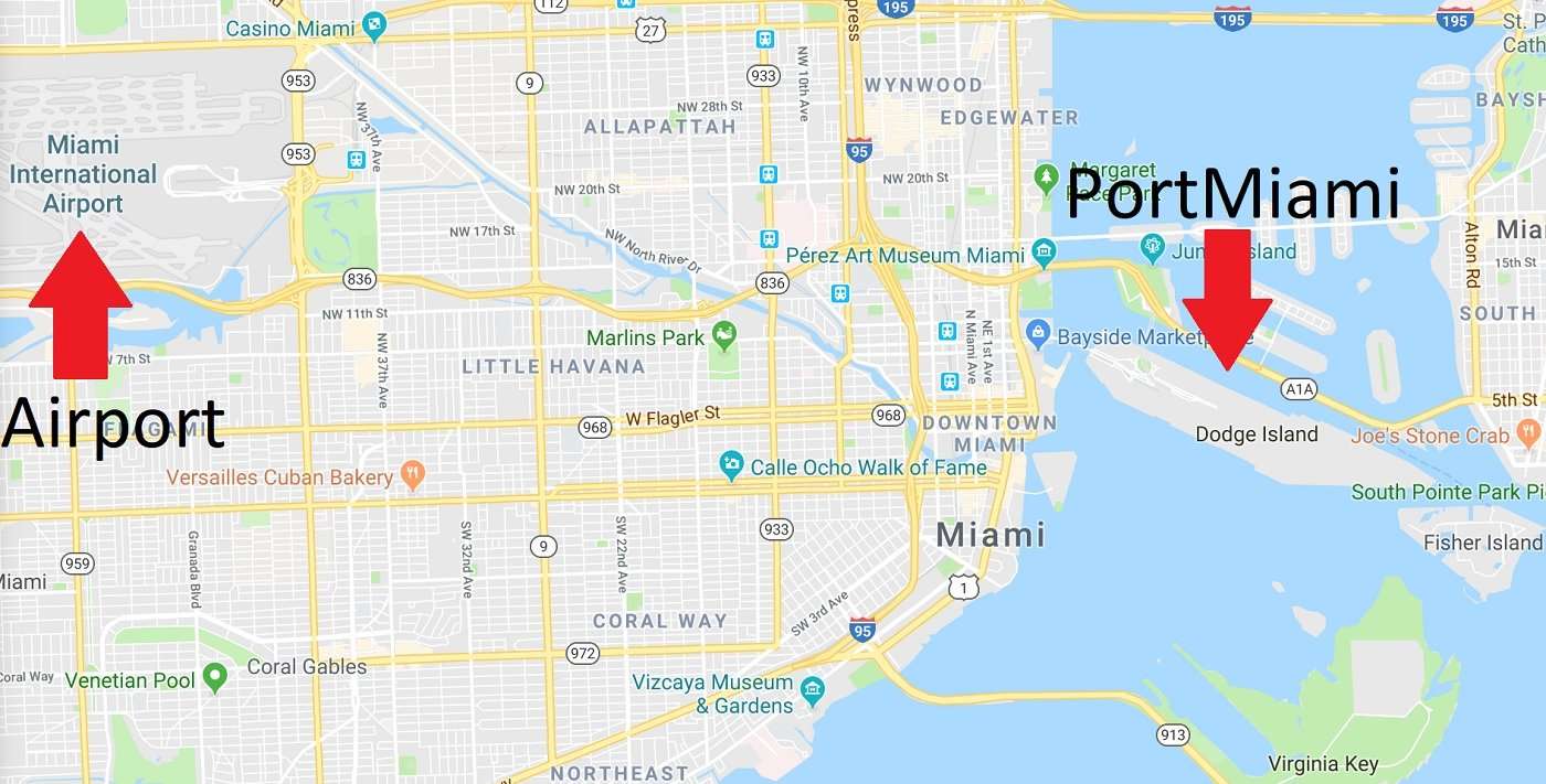 Miami Florida Cruise Port Map  USTrave.com