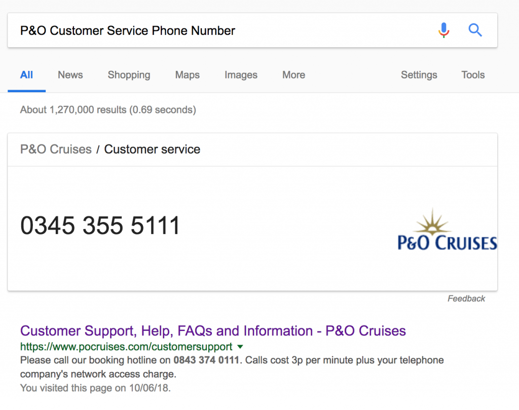 P& O Cruises Contact Number