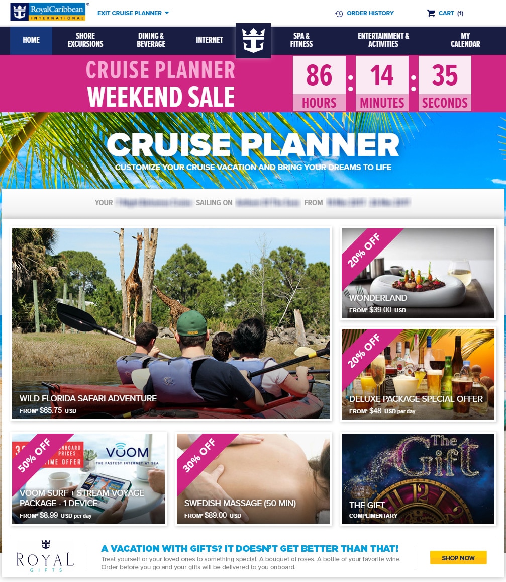 Royal Caribbean offering weekend sale on internet, spa services, drink ...