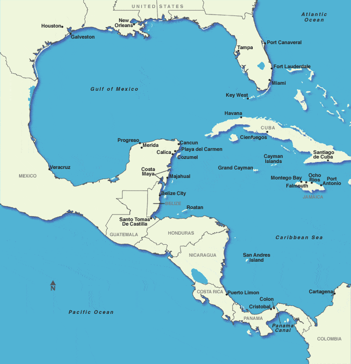 Western Caribbean Cruises: Map